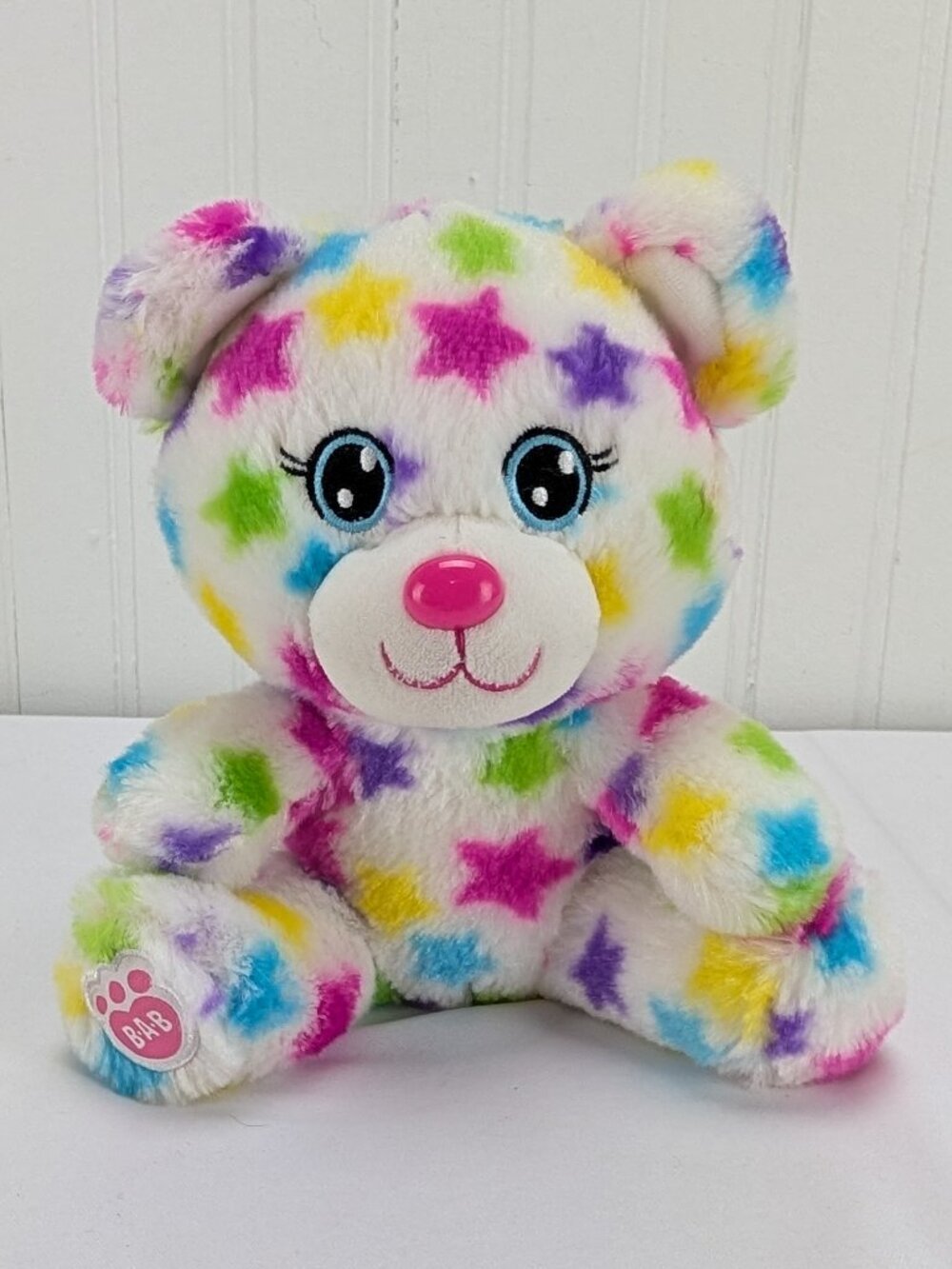 Build a Bear Smallfrys Multicolor Star Bear Plush 7" Stuffed Animal BAB 2017 Pin